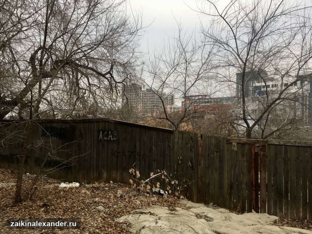 Деревянный забор и деревья в Воронеже