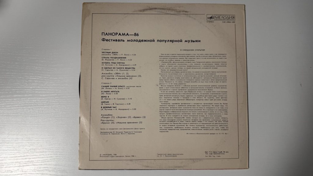 Сборник — Панорама-86 — задник